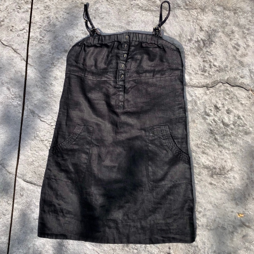 Guess jeans 100% linen dress black Small - Picture 9 of 10